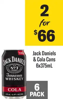 Coles Jack daniels & cola cans offer