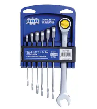 Total Tools Hrd 7 piece metric ratcheting ring & open end spanner set offer