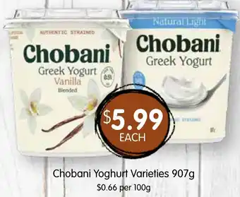 Spudshed Chobani yoghurt varieties offer