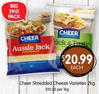 Spudshed Cheer shredded cheese varieties offer