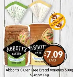 Spudshed Abbott's gluten free bread varieties offer