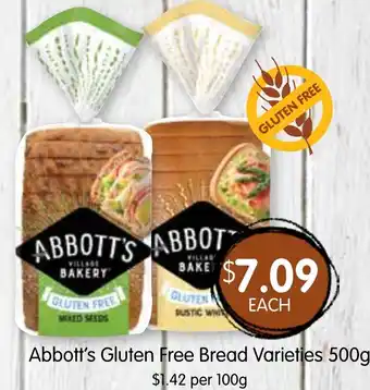 Spudshed Abbott's gluten free bread varieties offer