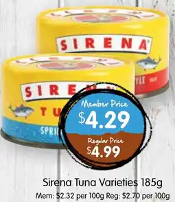 Spudshed Sirena tuna varieties offer