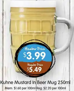 Spudshed Kuhne mustard in beer mug offer