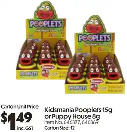 Campbells Wholesale Kidsmania pooplets 15g or puppy house 8g offer