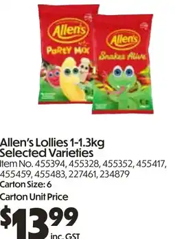 Campbells Wholesale Allen's lollies offer