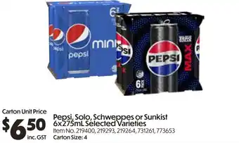 Campbells Wholesale Pepsi, solo, schweppes or sunkist offer