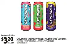 Campbells Wholesale Oxyshred energy drink offer