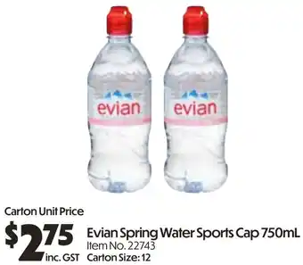 Campbells Wholesale Evian spring water sports cap offer