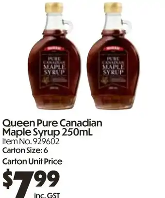 Campbells Wholesale Queen pure canadian maple syrup offer