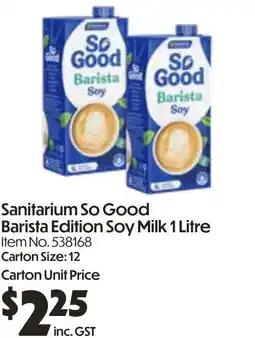 Campbells Wholesale Sanitarium so good barista edition soy milk offer