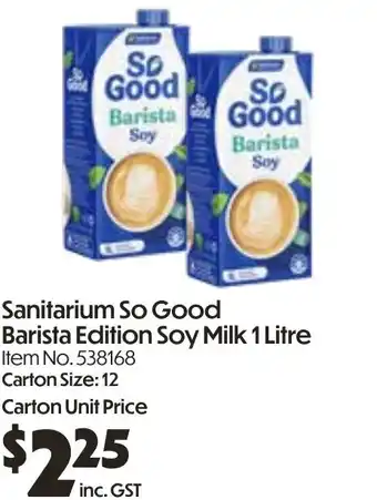 Campbells Wholesale Sanitarium so good barista edition soy milk offer