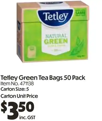 Campbells Wholesale Tetley green tea bags offer