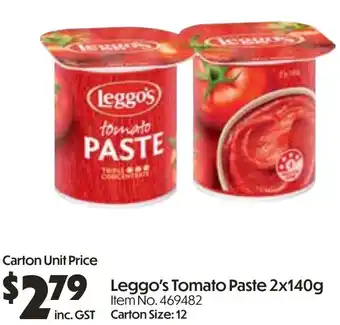 Campbells Wholesale Leggo's tomato paste offer