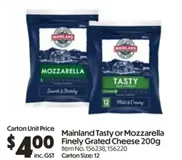 Campbells Wholesale Mainland tasty or mozzarella finely grated cheese offer