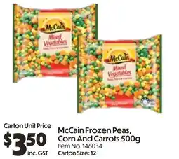 Campbells Wholesale Mccain mixed vegetables corn and carrots offer