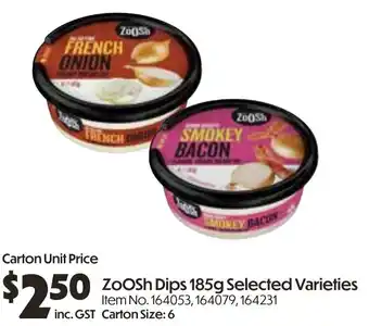 Campbells Wholesale Zoosh dips offer