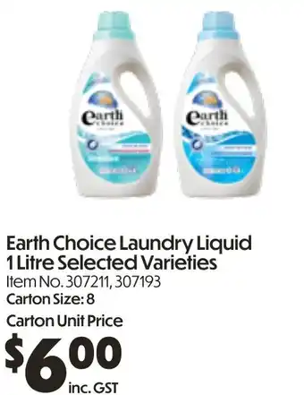 Campbells Wholesale Earth choice laundry liquid offer