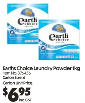 Campbells Wholesale Earths choice laundry powder offer