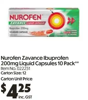 Campbells Wholesale Nurofen zavance ibuprofen liquid capsules offer