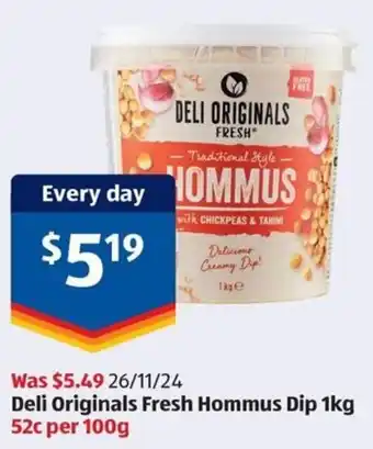 ALDI Deli Originals Fresh Hommus Dip offer