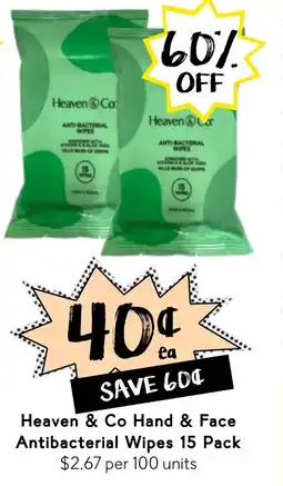 Drakes Heaven & Co Hand & Face Antibacterial Wipes offer