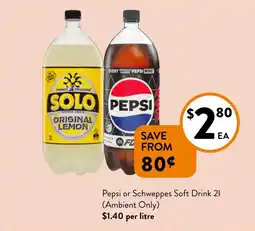 Foodworks Pepsi or Schweppes Soft Drink 21 offer