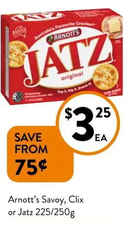 Foodworks Arnott's Savoy Clix or Jatz offer