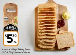 Foodworks Abbott's Village Bakery Bread offer