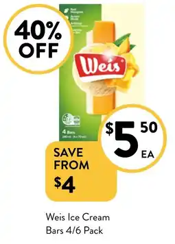 Foodworks Weis Ice Cream 4 Bars offer