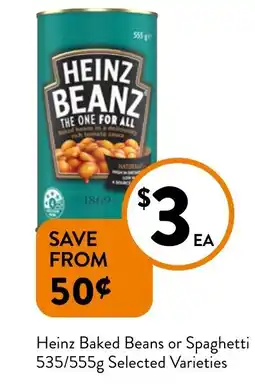 Foodworks Heinz Baked Beans or Spaghetti offer