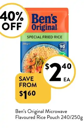 Foodworks Ben's Original Microwave Flavoured Rice Pouch offer