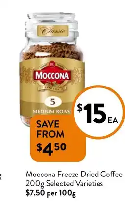 Foodworks Moccona Freeze Dried Coffee offer