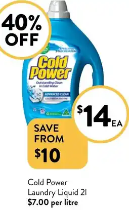 Foodworks Cold Power Laundry Liquid offer