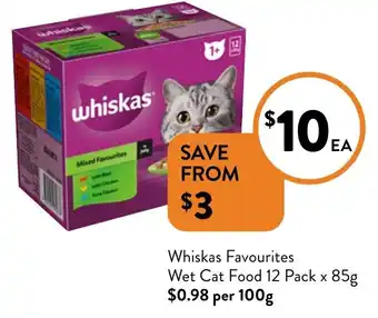 Foodworks Whiskas Favourites  Wet Cat Food offer