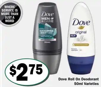 Friendly Grocer Dove Roll On Deodorant offer