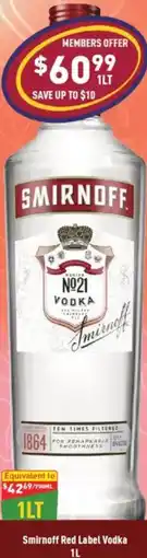 Liquor Legends Smirnoff Red Label Vodka offer