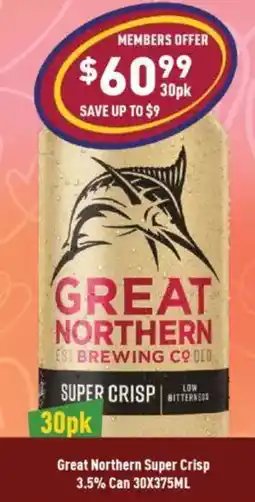 Liquor Legends Great Northern Super Crisp 3.5% Can 30X375ML offer