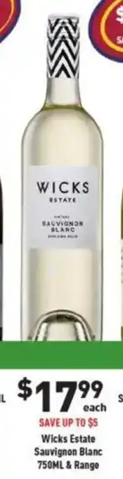 Liquor Legends Wicks Estate Sauvignon Blanc offer