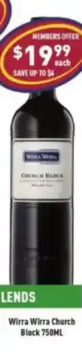 Liquor Legends Wirra Wirra Church offer