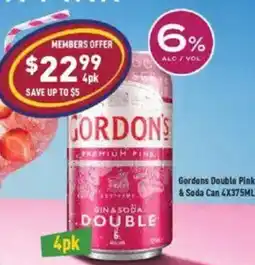 Liquor Legends Gordons Double Pink & Soda Can offer