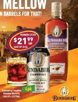 Liquor Legends Bundaberg Campfire Bourbon Barrel Cola offer