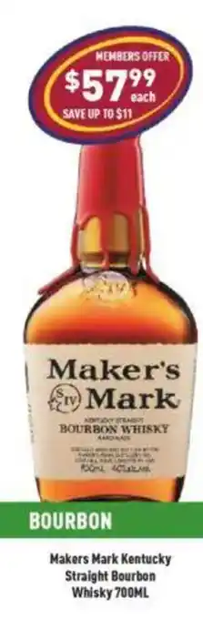 Liquor Legends Makers Mark Kentucky Straight Bourbon Whisky offer