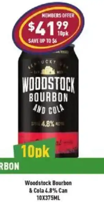 Liquor Legends Woodstock Bourbon & Cola 4.8% Can offer