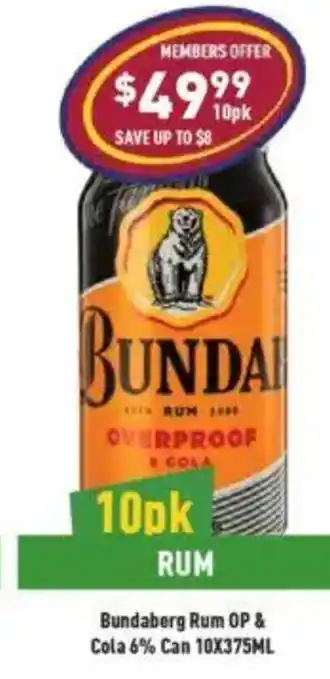 Liquor Legends Bundaberg Rum OP & Cola 6% Can offer