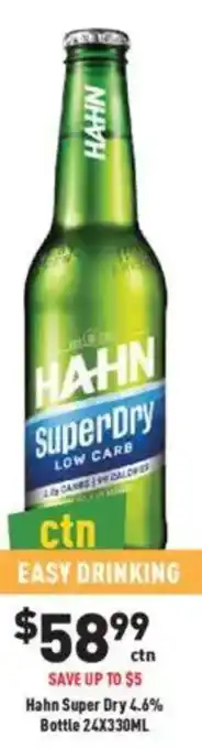 Liquor Legends Hahn Super Dry 4.6% Bottle offer