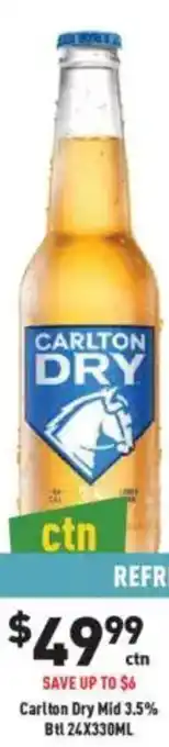 Liquor Legends Carlton Dry Mid 3.5% Btl offer