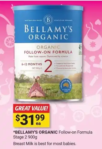 Cincotta Chemist Bellamy's organic follow-on formula stage offer