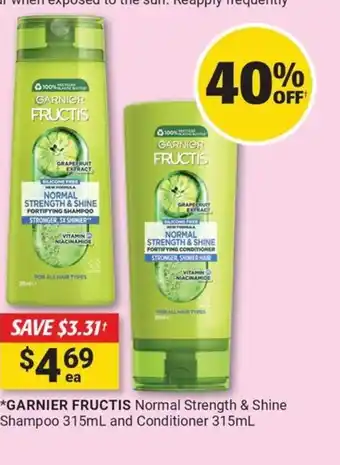 Cincotta Chemist Garnier fructis normal strength & shine shampoo and conditioner offer