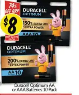 NQR Duracell Optimum AA or AAA Batteries offer